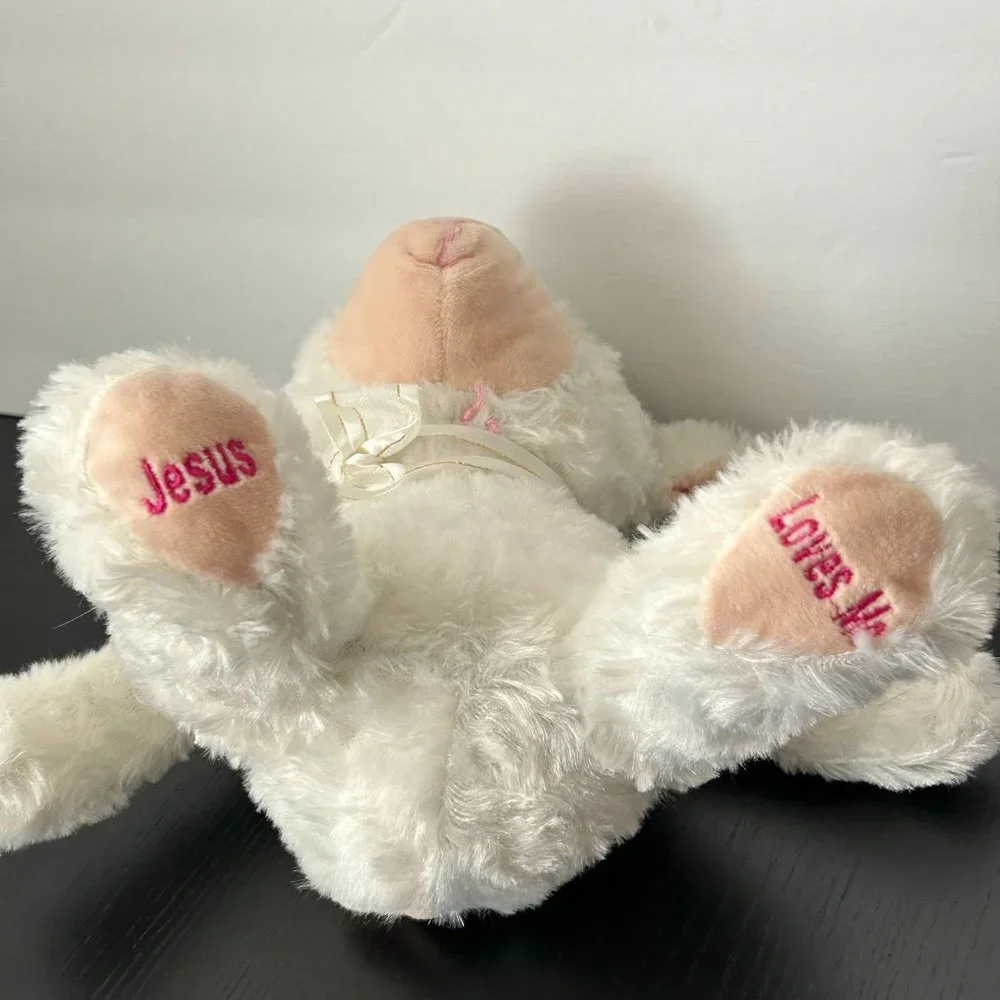 Jesus Loves‎ Me Lamb Plush Soft White Musical Children Stuffed Animal Toy 10